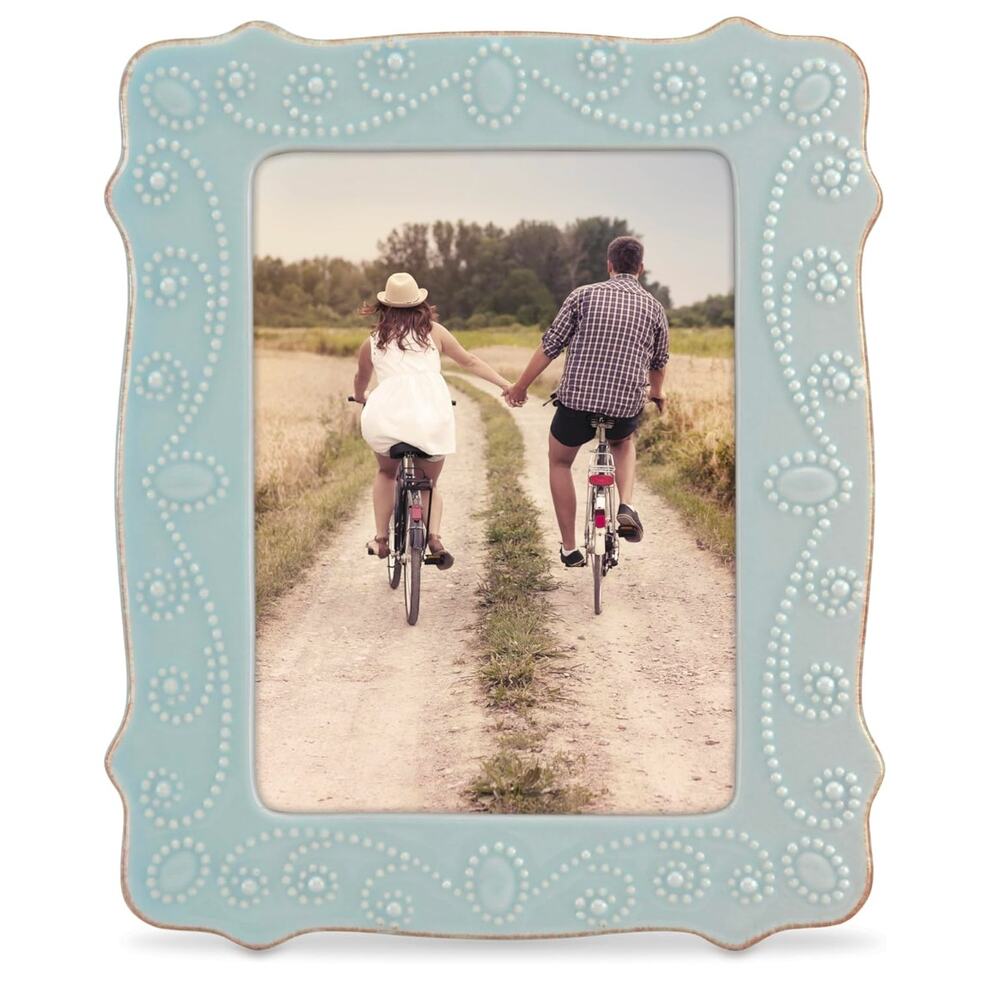 Lenox French Perle Ice Blue Stoneware Photo Frame 5"x7"